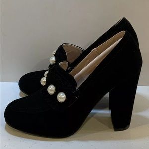 Forever Forest-23 Women's Suede Heel Shoes Black Nub Size 9